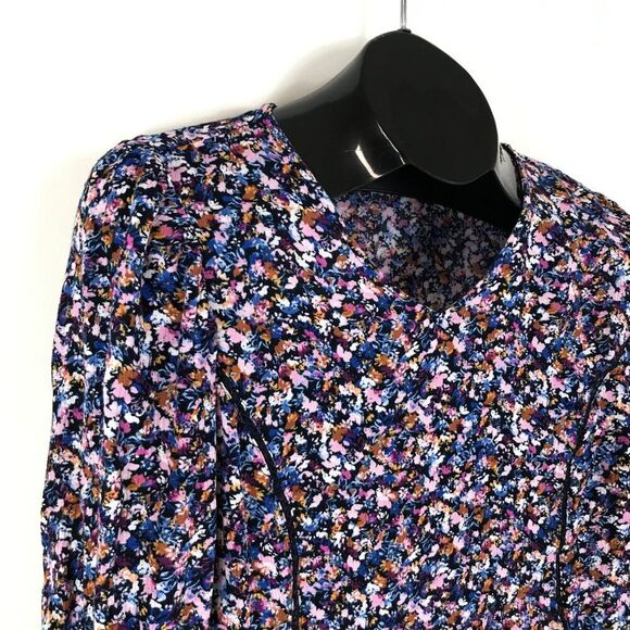 J. Jill Floral 3/4 Sleeve Blouse Women's XS Petite Crinkle Rayon Relaxed Career - Picture 5 of 11